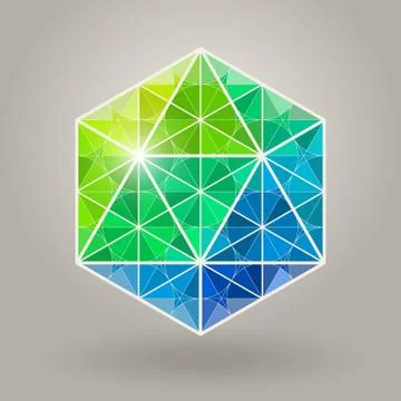 Abstract Vector Geometric Blue Green Hexagonal Sacred Geometry Shape Logo Illustrazione stock