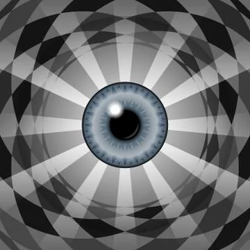 Abstract vector geometry background in white and black with eye Stock Illustration