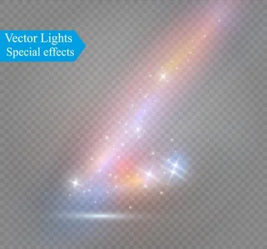 Abstract vector glowing magic star light effect from the neon blur of curved. Stock Illustration