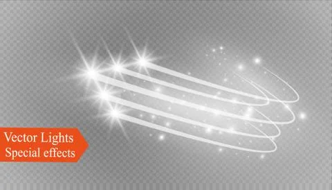 Abstract vector glowing magic star light effect from the neon blur of curved. Stock Illustration