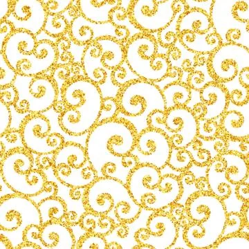Abstract vector gold dust glitter swirl seamless pattern Stock Illustration