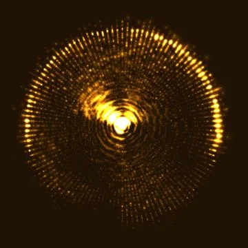 Abstract vector golden sphere mesh background. Point array ball. Futuristic s Ilustración de archivo