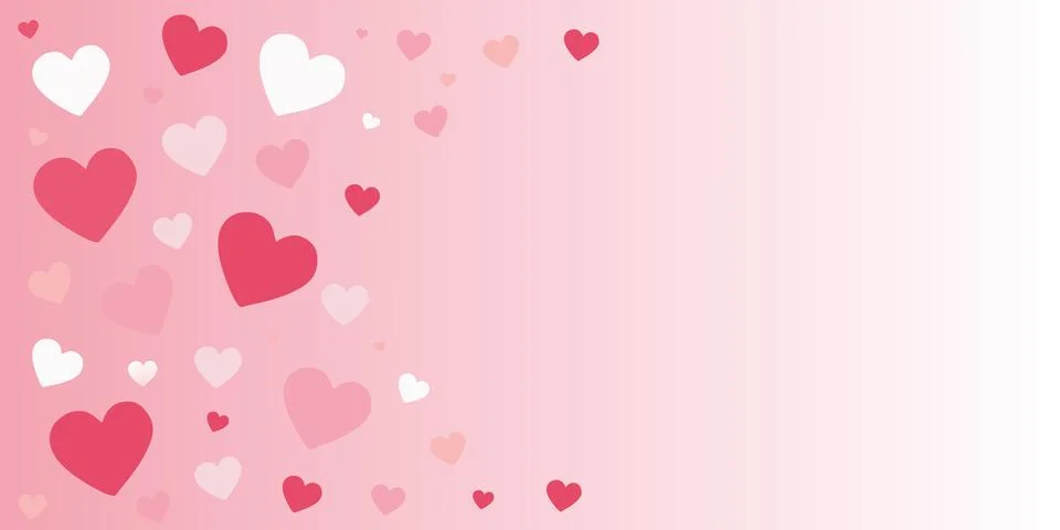 Abstract Vector Gradient backdrop with flying Hearts. Valentine background bo Stock Illustration