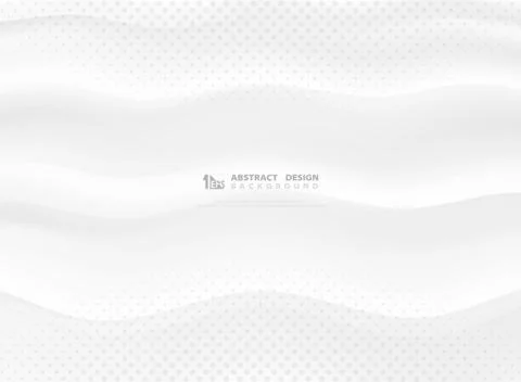 Abstract vector gradient white wavy design decoration with halftone pattern. Stock Illustration