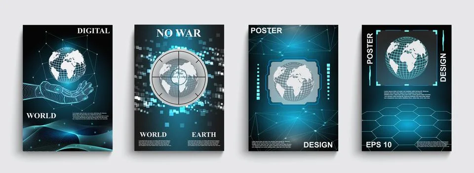 Abstract vector graphic design. Digital planet earth. Covers, posters, vector Stock Illustration