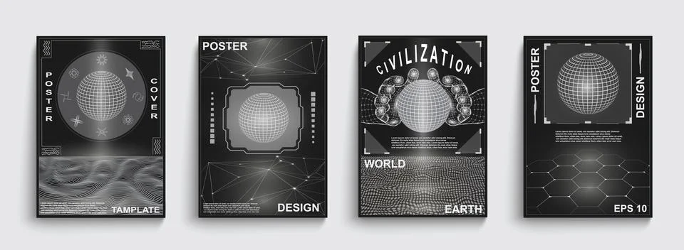 Abstract vector graphic design. Digital planet earth. Covers, posters, vector Illustrazione stock
