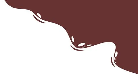 An abstract vector graphic features a flowing wave of dark brown liquid or .. Stock Illustration