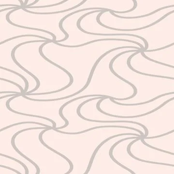 Abstract vector gray curved lines on a cream background. Seamless pattern for Stock Illustration