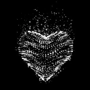 Abstract vector grayscale background with glowing heart. Cloud of white shini Stock Illustration