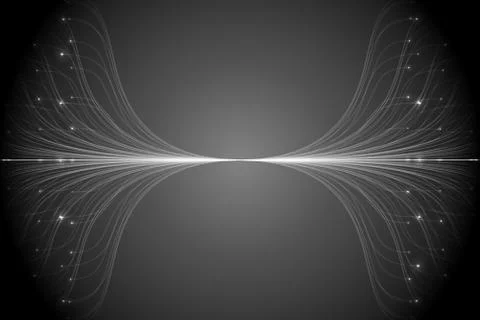 Abstract vector grayscale lines mesh background. Bioluminescence of tentacles Stock Illustration