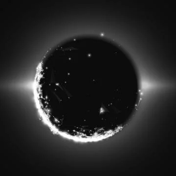 Abstract vector grayscale mesh background. Black hole or singularity. Futuris Stock Illustration