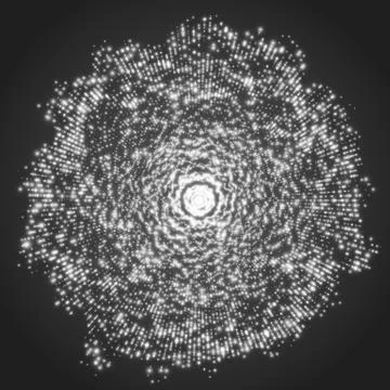 Abstract vector grayscale mesh background. Point array of glowing particles.  Ilustración de archivo