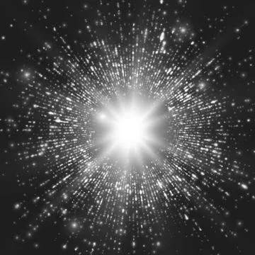 Abstract vector grayscale space background. Explosion of glowing particles. C Stock Illustration