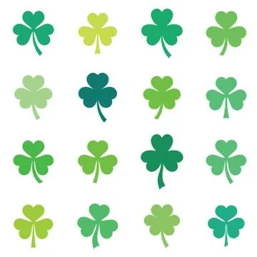 Abstract vector green clover leaves set isolated Stock Illustration