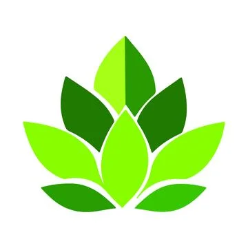 Abstract Vector Green Stylized Leaves Floral Icon or Logo Design Template Stock Illustration