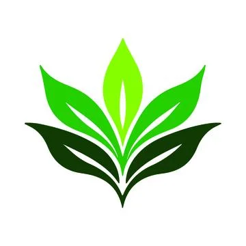 Abstract Vector Green Stylized Leaves with Shade Icon or Logo Design Template Stock Illustration
