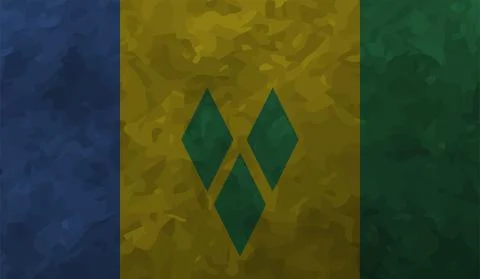 Abstract vector grunge flag of Saint Vincent and the Grenadines country. Stock Illustration