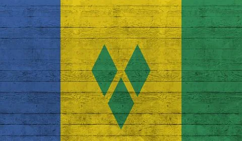 Abstract vector grunge flag of Saint Vincent and the Grenadines country. Stock Illustration