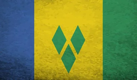 Abstract vector grunge flag of Saint Vincent and the Grenadines country. Stock Illustration