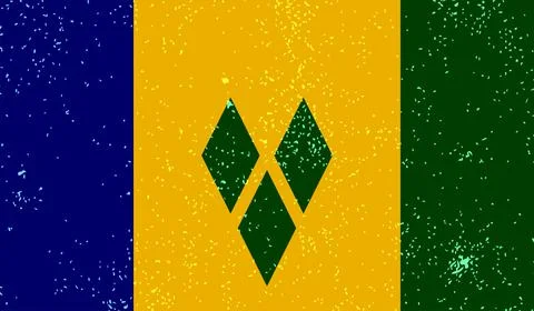 Abstract vector grunge flag of Saint Vincent and the Grenadines country. Stock Illustration