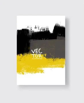 Abstract vector grunge pattern. Yellow black brush strokes on white backgroun Illustrazione stock