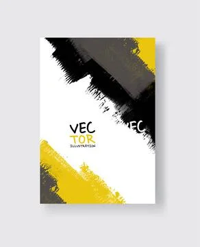 Abstract vector grunge pattern. Yellow black brush strokes on white backgroun Illustrazione stock