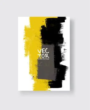 Abstract vector grunge pattern. Yellow black brush strokes on white backgroun Illustrazione stock