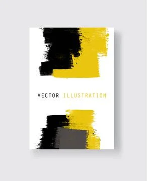 Abstract vector grunge pattern. Yellow black brush strokes on white backgroun 库存插图