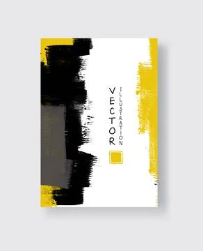 Abstract vector grunge pattern. Yellow black brush strokes on white backgroun Stock Illustration