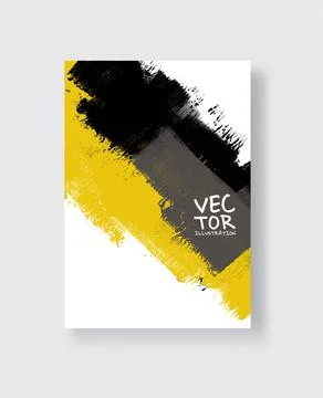 Abstract vector grunge pattern. Yellow black brush strokes on white backgroun Illustrazione stock