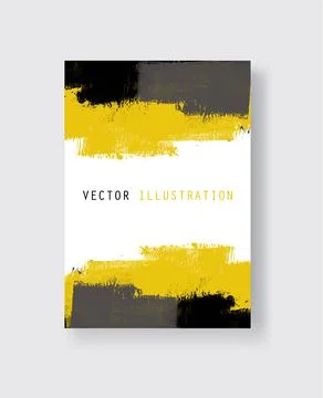Abstract vector grunge pattern. Yellow black brush strokes on white backgroun Illustrazione stock