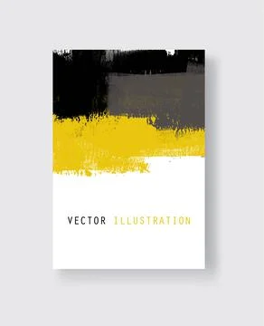 Abstract vector grunge pattern. Yellow black brush strokes on white backgroun Illustrazione stock
