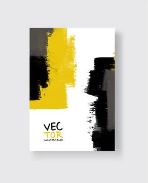 Abstract vector grunge pattern. Yellow black brush strokes on white backgroun 库存插图