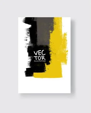 Abstract vector grunge pattern. Yellow black brush strokes on white backgroun Illustrazione stock
