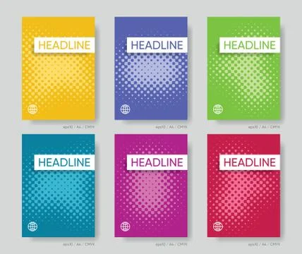 Abstract vector halftone cover design template set Illustrazione stock