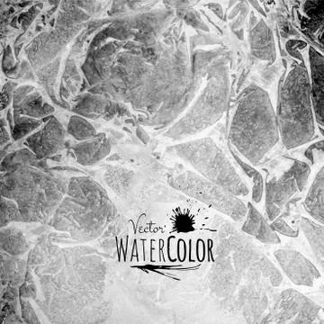 Abstract vector hand drawn black and white watercolor background Stock Illustration