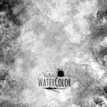 Abstract vector hand drawn black and white watercolor background Stock Illustration