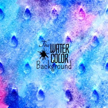 Abstract vector hand drawn blue watercolor background Illustrazione stock