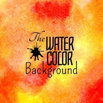Abstract vector hand drawn red orange yellow color watercolor background Stock Illustration