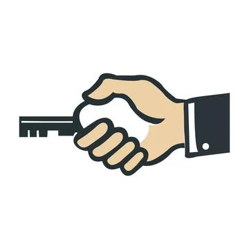 Abstract Vector Hand Holding Key Illustration Icon or Logo Design Template Stock Illustration
