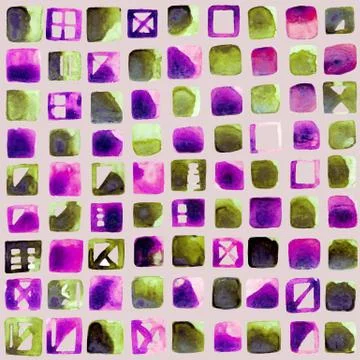 Abstract vector hand-painted square backgrounds. Colorful seamless backdrop. Stock Illustration
