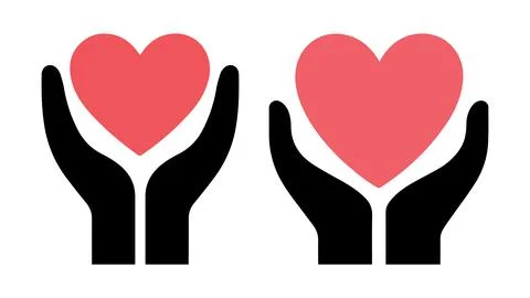 Abstract Vector hands holding hearts Icon or Logo Design Template Stock Illustration