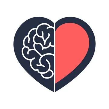 Abstract Vector heart and brain Icon or Logo Design Template Stock Illustration