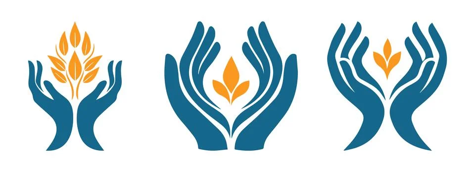 Abstract Vector Helping Hands Icons Design Template Stock Illustration