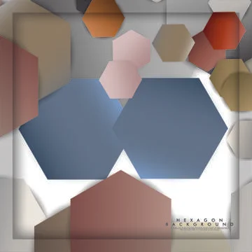 Abstract vector hexagon background with color stone and brick gradient and sh Stock Illustration