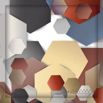 Abstract vector hexagon background with color stone and brick gradient and sh Illustrazione stock
