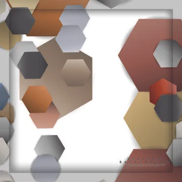 Abstract vector hexagon background with color stone and brick gradient and sh Stock Illustration