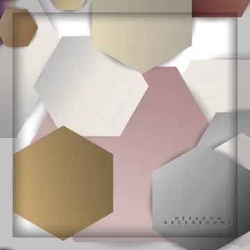 Abstract vector hexagon background with color stone and brick gradient and sh Stock Illustration
