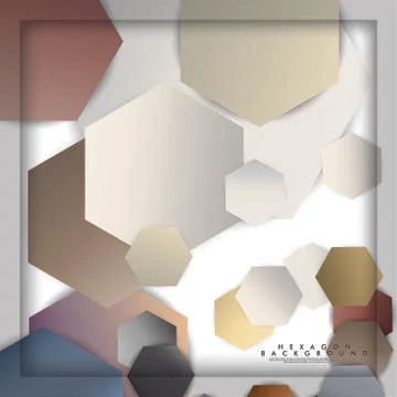 Abstract vector hexagon background with color stone and brick gradient and sh Illustrazione stock