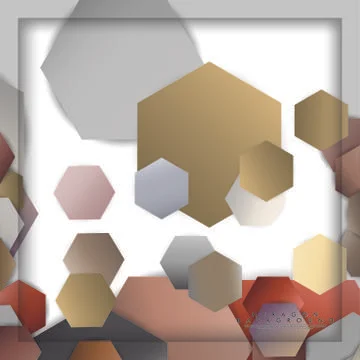 Abstract vector hexagon background with color stone and brick gradient and sh Stock Illustration